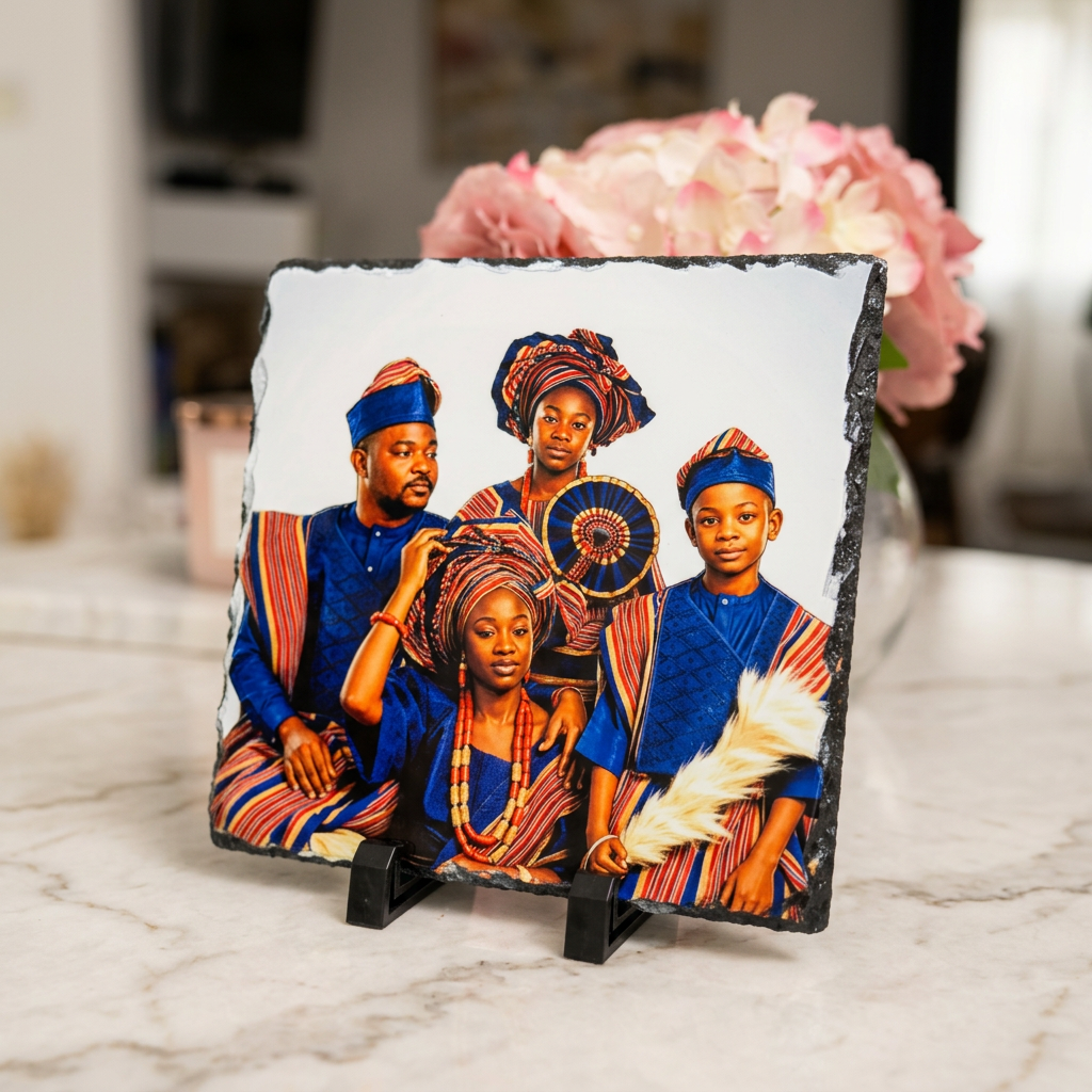 Polished photo slate featuring a family memory